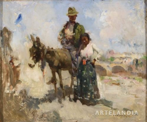 José Navarro Llorens - Gitanos con un burro